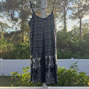 Navy and White Patterned Slip Dress
